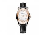 HAPPY SPORT OVAL WATCH 18-CARAT ROSE GOLD, STAINLESS STEEL AND DIAMONDS