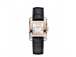HAPPY SPORT SQUARE MINI WATCH 18-CARAT ROSE GOLD, STAINLESS STEEL AND DIAMONDS