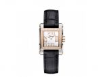 HAPPY SPORT SQUARE MINI WATCH 18-CARAT ROSE GOLD, STAINLESS STEEL AND DIAMONDS