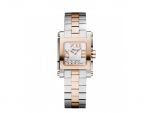 HAPPY SPORT SQUARE MINI WATCH 18-CARAT ROSE GOLD, STAINLESS STEEL AND DIAMONDS