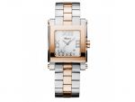 HAPPY SPORT SQUARE MEDIUM WATCH 18-CARAT ROSE GOLD, STAINLESS STEEL AND DIAMONDS
