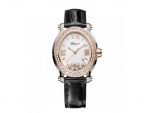 HAPPY SPORT OVAL WATCH 18-CARAT ROSE GOLD, STAINLESS STEEL AND DIAMONDS