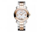 HAPPY SPORT MEDIUM WATCH 18-CARAT ROSE GOLD, STAINLESS STEEL AND DIAMONDS