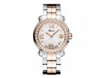 HAPPY SPORT MEDIUM WATCH 18-CARAT ROSE GOLD, STAINLESS STEEL AND DIAMONDS