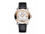 HAPPY SPORT MEDIUM WATCH 18-CARAT ROSE GOLD, STAINLESS STEEL AND DIAMONDS