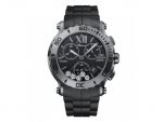 HAPPY SPORT CHRONO WATCH DLC BLACKENED STAINLESS STEEL AND DIAMONDS