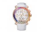 HAPPY SPORT CHRONO WATCH 18-CARAT ROSE GOLD, COLOURED STONES AND DIAMONDS