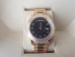 Rolex Day Date II President Yellow Gold Black Wave Arabic dial 218238