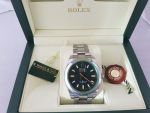 Rolex Milgauss Black Dial Domed Bezel Green Crystal Oyster Bracelet Unisex Watch 116400V