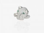 Leo Pizzo ��������� Animalia Panther ring in 18 kt white gold with diamonds and emeralds