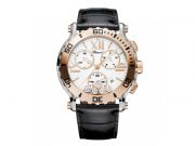 HAPPY SPORT CHRONO WATCH 18-CARAT ROSE GOLD, STAINLESS STEEL AND DIAMONDS