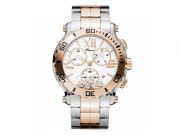 HAPPY SPORT CHRONO WATCH 18-CARAT ROSE GOLD, STAINLESS STEEL AND DIAMONDS