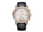 HAPPY SPORT CHRONO WATCH 18-CARAT ROSE GOLD, STAINLESS STEEL AND DIAMONDS