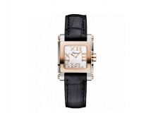 HAPPY SPORT SQUARE MINI WATCH 18-CARAT ROSE GOLD, STAINLESS STEEL AND DIAMONDS