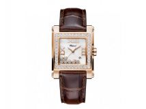 HAPPY SPORT SQUARE MEDIUM WATCH 18-CARAT ROSE GOLD AND DIAMONDS