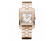 HAPPY SPORT SQUARE MEDIUM WATCH 18-CARAT ROSE GOLD AND DIAMONDS
