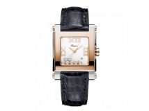 HAPPY SPORT SQUARE MEDIUM WATCH 18-CARAT ROSE GOLD, STAINLESS STEEL AND DIAMONDS