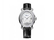 HAPPY SPORT OVAL WATCH STAINLESS STEEL AND DIAMONDS