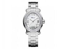 HAPPY SPORT OVAL WATCH STAINLESS STEEL AND DIAMONDS
