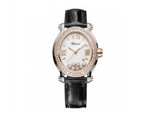 HAPPY SPORT OVAL WATCH 18-CARAT ROSE GOLD, STAINLESS STEEL AND DIAMONDS