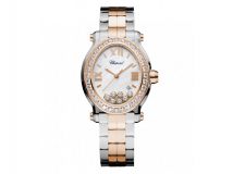 HAPPY SPORT OVAL WATCH 18-CARAT ROSE GOLD, STAINLESS STEEL AND DIAMONDS