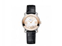 HAPPY SPORT MINI WATCH 18-CARAT ROSE GOLD, STAINLESS STEEL AND DIAMONDS