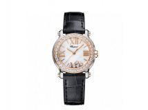 HAPPY SPORT MINI WATCH 18-CARAT ROSE GOLD, STAINLESS STEEL AND DIAMONDS