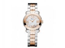 HAPPY SPORT MINI WATCH 18-CARAT ROSE GOLD, STAINLESS STEEL AND DIAMONDS
