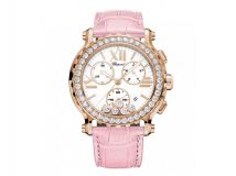 HAPPY SPORT CHRONO WATCH 18-CARAT ROSE GOLD AND DIAMONDS