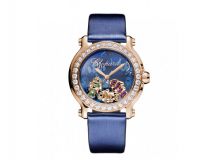 HAPPY SPORT MEDIUM WATCH 18-CARAT ROSE GOLD, COLOURED STONES AND DIAMONDS