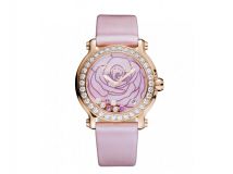 HAPPY SPORT MEDIUM WATCH 18-CARAT ROSE GOLD, PINK SAPPHIRES AND DIAMONDS