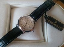 Audemars Piguet Mens Millenary Automatic - White Gold on Strap with Silver Dial