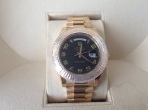 Rolex Day Date II President Yellow Gold Black Wave Arabic dial 218238