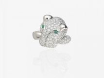 Leo Pizzo ��������� Animalia Panther ring in 18 kt white gold with diamonds and emeralds